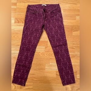 Free People Purple Patterned Stretch Pants - image 1